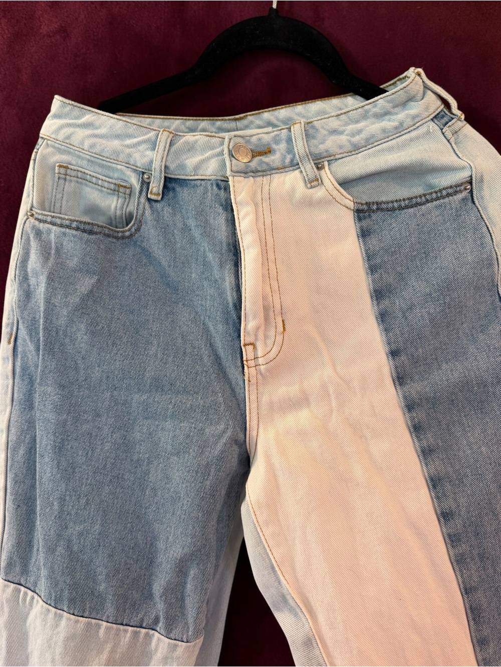 PacSun Women’s Patchwork Skinny Jeans in Light & Medium Blue - Picture 7 of 11